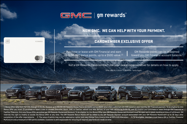 Purchase or lease with GM Financial and earn up to 50,000 bonus points, up to a $500 value.1 and ...